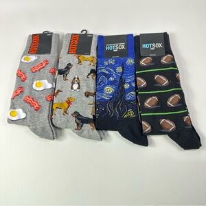 **4 Pairs NWT Men’s Hot Sox Bundle Fun Patterned Socks